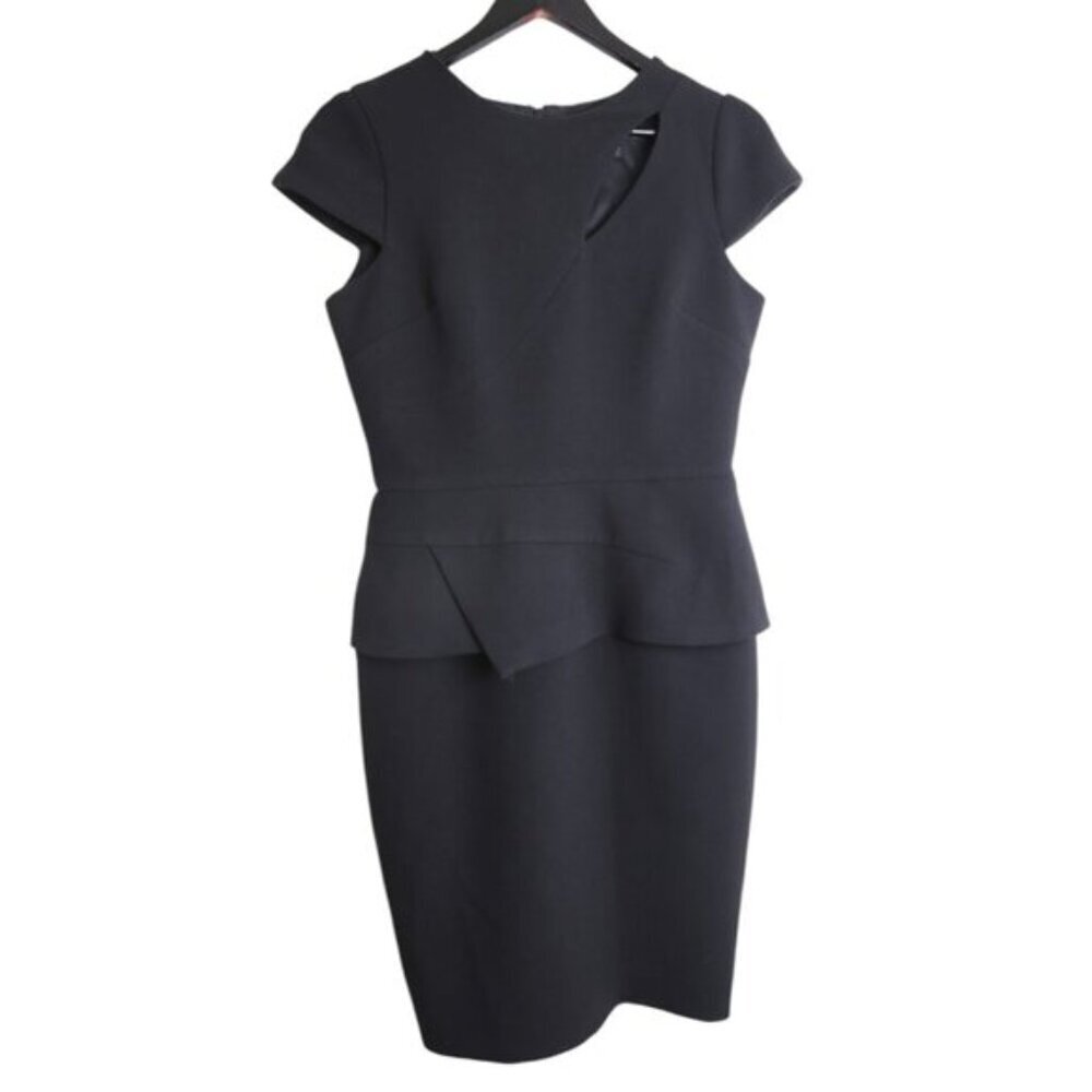 Sandra Angelozzi Cap Sleeve Black Elegant Peplum Dress Size 34